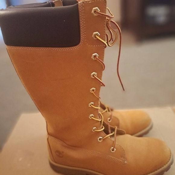 TIMBERLAND PREMIUM WHEAT BUCK LEATHER WOMEN'S 14in BOOTS SIZE 6.5 - Picture 5 of 12